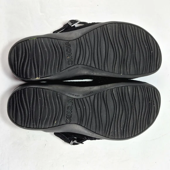 Vionic Lidia Suede Mary Jane Clog Mules Black Woman's 8 Ortho Comfort Boho Chic - Picture 11 of 13